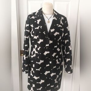 Chapter One Black & White Circle-Print Long Blazer | Free Necklace With Purchase